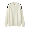Chaqueta cárdigan tejida 100% lana pura para hombre, otoño e invierno, cuello alto semi-subido, con cremallera, abrigo casual engrosado