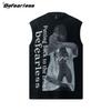 Camiseta sin mangas de figura hip hop de alta calle estilo americano verano para hombre y mujer marca de moda retro holgada combinable chaleco