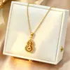 Collar de Acero de Titanio con Calabaza para Mujer Nicho Sensación de Alta Gama Lujo Ligero Dorado Tendencia China Ins Celebridad de Internet Estilo Clásico Versátil Cadena para Clavícula