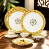Pratos Estilo Palácio em Melamina Imitando Porcelana, Pratos Pequenos para Petiscos, Pratos para Pratos Frios, Louças Criativas, Pratos para Peixe, Pratos Fundos para Sopa, Conjunto para Servir a Mesa