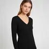 Comercio Exterior Europeo y Americano Ropa de Mujer Amazon Transfronteriza Camiseta de Mujer Manga Larga Ajustada Color Sólido Top Camisa Base de Punto