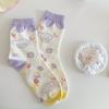 Meias Brancas para Meninas com Desenho de Urso Fofo Estilo Japonês, Menina Fofa Primavera, Outono, Verão Meias de Algodão de Cano Médio para Estudantes Esportivas