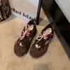 Em estoque Couro Genuíno~Aumento de Altura ~5cm~Sola Grossa Tira de Pai Cadarço Versátil Tênis de Treino Alemão Tênis Forrest Gump Feminino