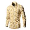 Comercio Exterior Transfronterizo Nueva Camisa de Manga Larga para Hombre Estilo Coreano Juventud Moda de Club Nocturno Moda Ajustada Camisa Estampada