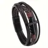 Pulsera de Cuero para Hombre con Hebilla Magnética, Trenzada a Mano con Cuerda de Cuero, Multicapa, Estilo Retro Europeo y Americano, Transfronteriza, Negra