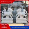Escultura de pedra branca Kirin decoração de pé de mármore decoração da porta ruibeast pedra animal par de jade branco
