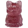 Piedra Cruda de Cristal Natural Gato de la Suerte Tallas Mineral de Cristal Adornos Creativos para Escritorio de Oficina Muñeco de Dibujos Animados Gatito