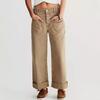 Jeans de Trabajo Rectos Lavados No Elásticos Estilo Retro Americano para Mujer Otoño Nueva Marca de Moda Callejera Pantalones de Mezclilla de Pierna Ancha para Mujer