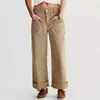 Jeans de Herramienta Rectos Lavados No Elásticos Estilo Retro Americano para Mujer Otoño Nuevo Calle Comercio Exterior Pierna Ancha Vaqueros Pantalones para Mujer