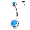 Anillo para ombligo de titanio G23 con rosca interna, doble cabeza con incrustación de paquete de diamantes y piedra blanca, joyería para piercing corporal F136 de aleación de titanio con diente interno, lote