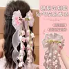 Novo Estilo de Primavera Laço Flor de Lírio do Vale Doce e Fofo Acessório de Cabelo para Meninas, Adequado para Uso Diário e Trajes Tradicionais, com Presilha de Cabelo com Fita Longa