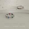 Anillos de Zirconia Coloridos de Moda para Mujer, Anillos Ajustables Elegantes y con Estilo en Forma de Corazón para el Trabajo Diario, Anillos para el Dedo Índice Estilo Ins