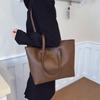 Bolso Grande de Costura en Contraste para el Trabajo, Nuevo Bolso de Hombro Casual de Clase, Texturizado, Bolso Tote de Viaje de Moda y Versátil