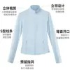 2691 Chaqueta con Cuello Alto para Protección Solar para Mujer, Corte Ajustado, Malla Transpirable, Protección UV, Sudadera de Yoga con Bolsillo, Top de Manga Larga