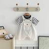 Roupa de Verão Infantil, Macacão de Verão Listrado Bonito de Manga Curta para Bebê Menino, Conjunto de Duas Peças Fino Estilo Coreano