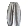 Pantalones de Algodón 100% Modelo Nuevo 2026, Verano, Largo Tres Cuartos, Holgados, Finos, Algodón-Lino, Cintura Elástica, Pantalones de Pierna Ancha, Vintage, Artísticos, Versátiles