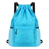 Mochila com Cordão Masculina para Fitness Basquete Logo Estampado Grande Capacidade Repelente à Água Portátil Armazenamento Bolso com Cordão