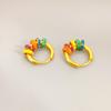 Pendientes elegantes y extraíbles con forma de dona esmaltada, estilo retro europeo y americano, chapados en cobre, de oro auténtico mate, para mujer.