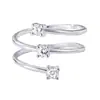 Anel Feminino Aberto de Cobre com Zircônia Incrustada, Estilo Novo, Flor de Gelo Elegante e Simples, Moda, Presente