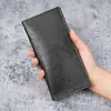 Cartera Larga Fina de Cuero de Cera de Aceite de Alta Calidad para Hombre Estilo Retro Billetera para Monedas de Estudiante Ranuras Múltiples para Tarjetas Portatarjetas Billetera Suave