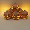 Linterna de Calabaza Artificial de Halloween con Cara Sonriente, Accesorios Decorativos de Plástico Luminosos, Adornos para Escena Exterior de Casa Embrujada, Adornos de Modelo
