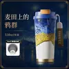 Nueva taza térmica elegante de acero inoxidable 316 con revestimiento cerámico, taza de café portátil de gran capacidad que conserva el frío con pajilla