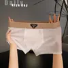 ¡Sacude el mismo estilo! Ropa Interior Masculina de Seda de Hielo Genuina Verano Fresca Transpirable Calzoncillos Color Sólido Cintura Media Calzoncillos para Hombre