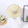 Bolsa de balde tecida à mão, bolsa transversal de palha para praia, conjunto de chapéu de sol de palha de verão para crianças com franja ondulada