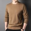 Camiseta de manga larga con cuello redondo para hombre, estilo business casual, color liso, básica simple, corte tridimensional, suéter, venta al por mayor