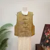 [Zhili] Novo colete jacquard amarelo retrô estilo chinês, 2026 gola redonda, nova coleção de outono estilo chinês