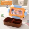 Nueva Caja de Almuerzo de Dibujos Animados Linda con Compartimentos, Caja de Almuerzo para Estudiantes y Niños, Caja de Almuerzo para Cafetería con Cubiertos, Caja de Frutas, Caja Bento
