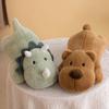 Lindo perro blanco y negro acostado almohada peluche juguete de peluche almohada de dibujos animados muñeco animal almohada para siesta acostado regalo para niña venta al por mayor