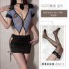 Uniforme de Policíaca Divertido de Primer Amor Mono Sexy con Tiras Cortadas Bolso Secreto para la Escuela Falda de Cadera Pijama Transparente Atrevido para Mujer