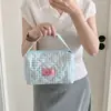 Bolsa de Cosméticos a Cuadros con Lazo Estilo Ins Gran Capacidad Bolsa de Almacenamiento para Cosméticos Bolso de Mano Portátil para Viaje Neceser