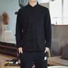Nueva Camisa de Lino Estilo Chino Ropa para Hombre Estilo Chino Elemento Chino Talla Grande Abrigo Algodón y Lino Hebilla Túnica Dao Ropa Han