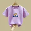 2186 # Camiseta de Algodão Manga Curta para Meninas Crianças Filhote Fofo Novas Tops de Verão para Meninos Manga Meia Crianças