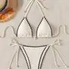 Bikini sexy de dos piezas, traje de baño de punto de tres piezas para la playa, nuevo traje de baño multicolor transfronterizo europeo y americano, traje de baño de Amazon