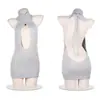 Sexy outono e inverno novo plus size sem costas suéter decotado alto malha lingerie sexy terno gola alta pijamas sem paixão