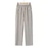 Calça Cropped de Cintura Alta de Verão da Mamãe, Calça Casual de Corte Reto para Mulheres de Meia-Idade e Idosas, Tecido Fino para o Verão, Calça Casual de Pernas Retas da Vovó