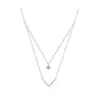 Collar de Diamante Flash de Doble Capa en Forma de V para Mujer Lujo Ligero Diseño de Nicho Sentido de la Moda Estilo Ins Cadena de Clavícula Elegante Exquisita Venta al por Mayor