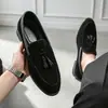 Sapatos Masculinos Loafers de Couro com Franjas Foscas Tamanho Grande Cruzados Outono Novo Estilo Tendência Britânica Business Casual Slip-on
