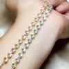 Pulsera femenina color tesoro joyería 925 plata con incrustaciones pulsera de zafiro olivino natural mujer al por mayor una generación de cabello