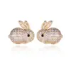Moda Coreana e Japonesa Brincos de Tarraxa Coelho Cheios de Diamantes Exquisitos Fofos Super Adoráveis Para Uso Diário Infantil Brincos Brilhantes Atacado
