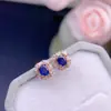 Aretes de Zafiro Natural Incrustados en Plata S925, Aretes Estilo Retro, Elegantes, Modernos y Sencillos con Diamantes 4*5mm