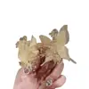 Presilha Pequena de Garra de Cristal Borboleta Amarelo Claro para Cabelo Meio Preso na Parte de Trás da Cabeça, Acessório de Cabelo Doce e Fresco