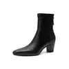 Botines de Moda Británicos Femeninos de 6 cm 2026 Otoño/Invierno Nueva Llegada Punta Fina Tacón Grueso Cierre Trasero Botas Adelgazantes Botas para Mujer