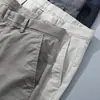 Calças Retas de Algodão de Fibra Longa Ultra Macio com Elastano para Primavera e Verão, Finas e Respiráveis, Corte Amplo para Uso Casual de Negócios Masculino