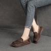 Jie shu Otoño 2023 Nuevo retro cepillado capa superior piel de vaca casual versátil moda cómodo acolchado de algodón zapatos pequeños de una sola capa para mujer