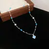 Colar Pingente Flor da Sorte Pérola Cravejada com Zircônia Estilo Coreano Corrente Clavícula de Luxo Leve Alto Padrão Versátil Nicho