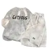 Camiseta de manga corta estilo tie-dye americano para hombre, nuevo modelo verano 2026, corte holgado, diseño de marca moderno, estampado pesado, conjunto de dos piezas